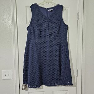 Sharagano Navy Lace Overlay Dress - Sz 20W